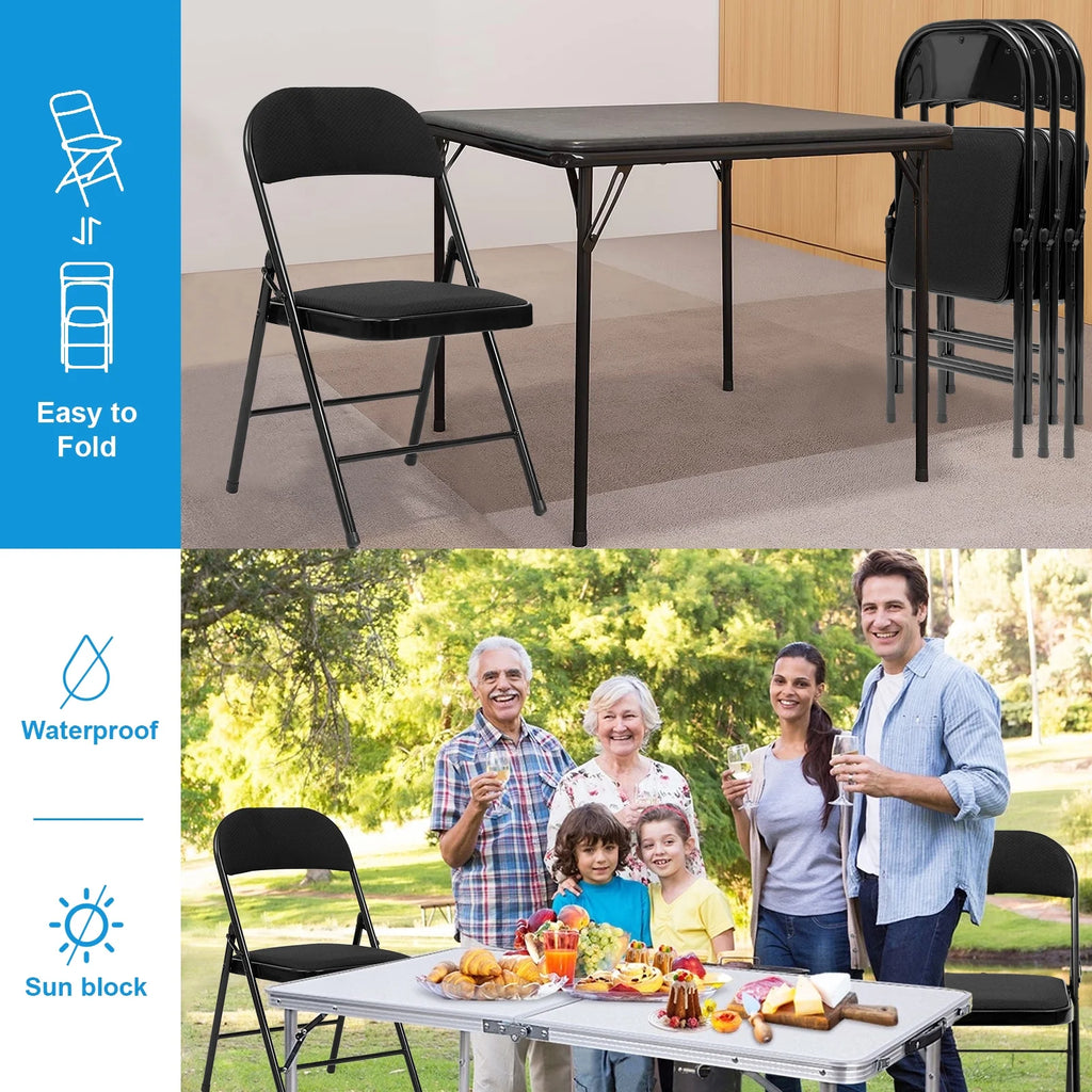 Black Fabric Padded Folding Chair 6 Pack D81033
