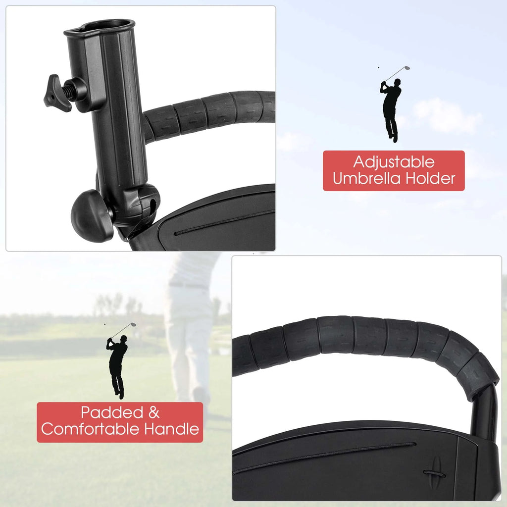 Foldable 3 Wheel Steel Golf Push Cart with Umbrella Holder K375