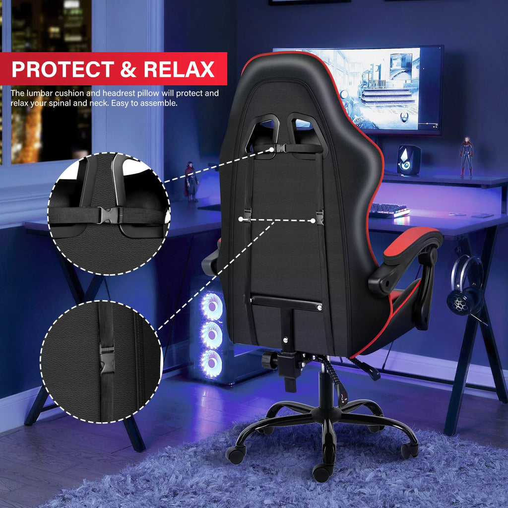 Black Red Ergonomic Adjustable Swivel Gaming Chair U45266