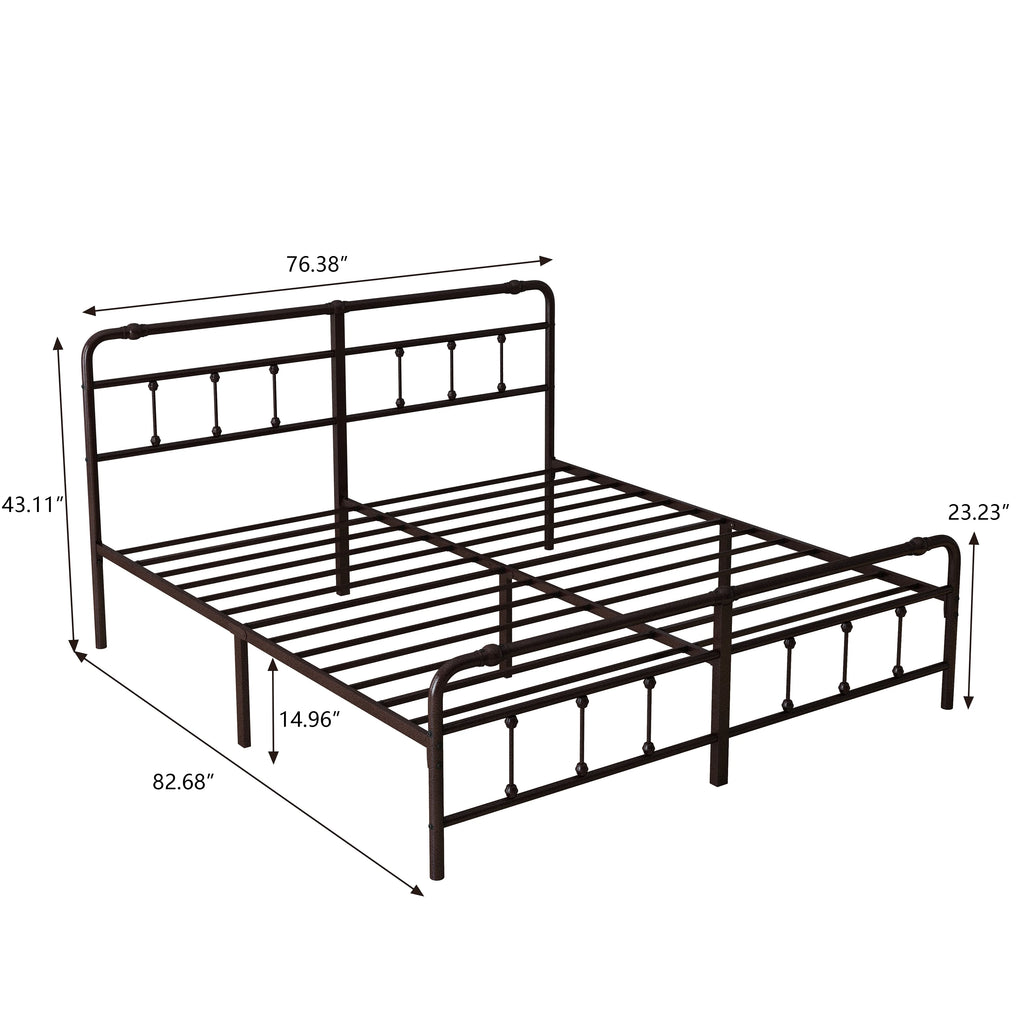 King Size Metal Platform Bed Frame with Headboard/Footboard N16071