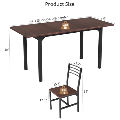 Extendable 5-Piece Dining Table Set with 4 Chairs Q801894