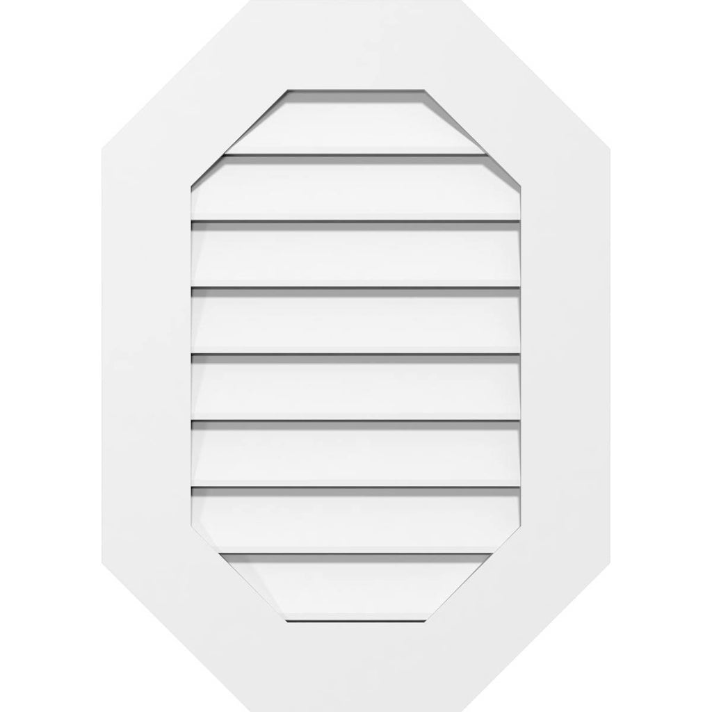 Vertical Elongated Octagon Surface Mount PVC Gable Vent U2241