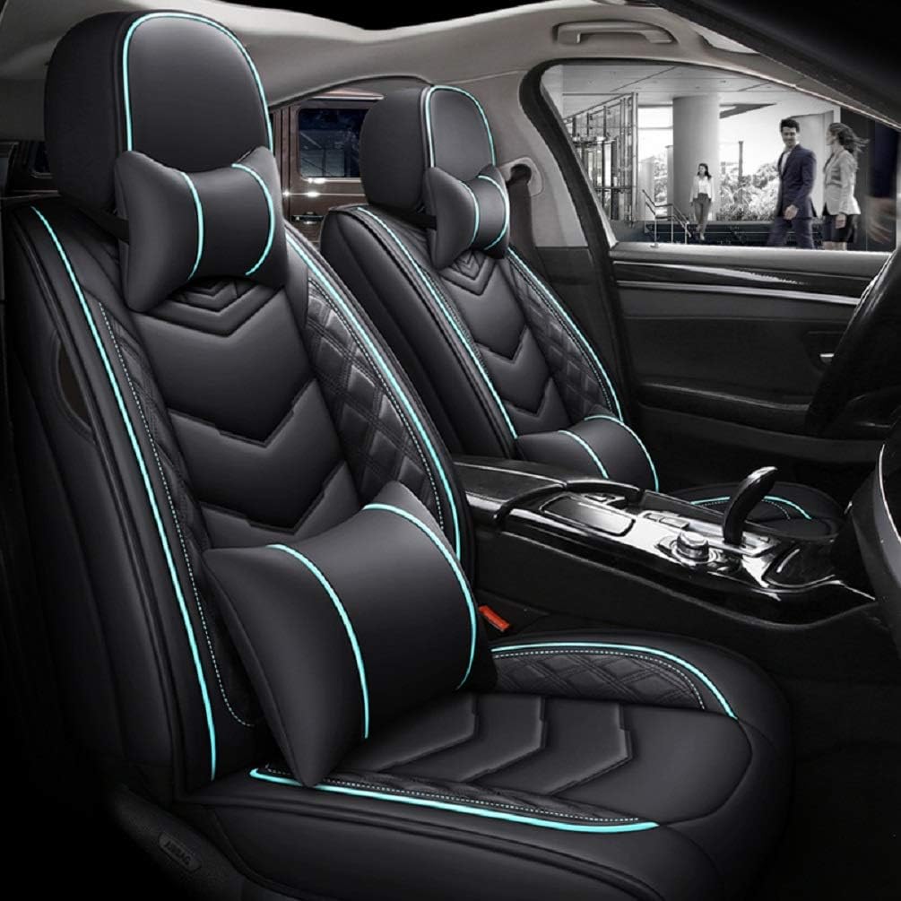 PU Leather Car Seat Cover 5-Seater Black-red B872