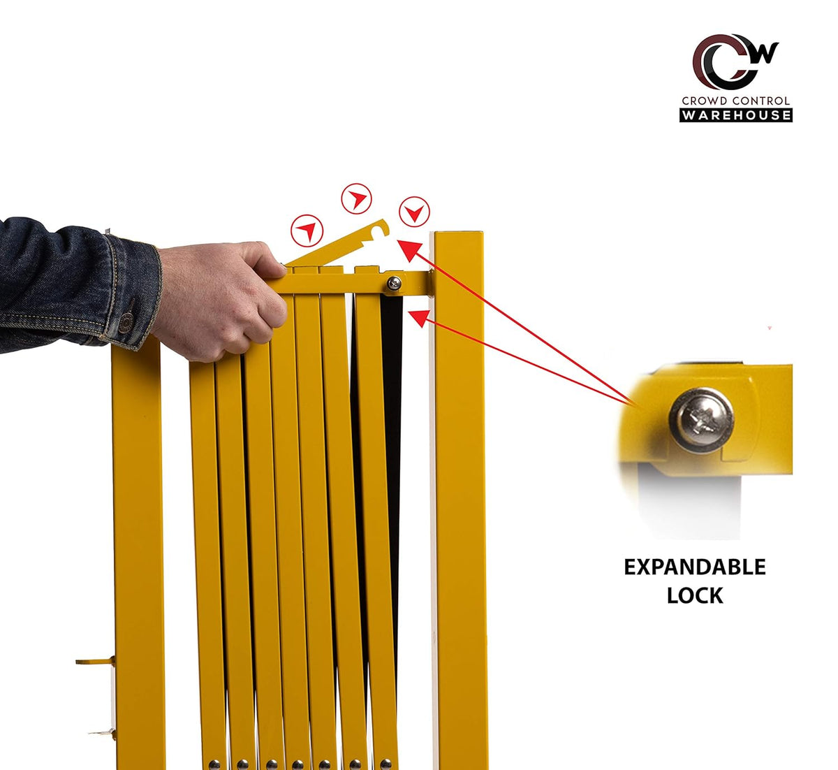 Expandable Metal Barricade, 11 Feet, Yellow and Black D601143
