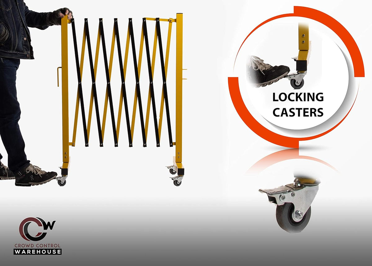 Expandable Metal Barricade, 11 Feet, Yellow and Black D601143