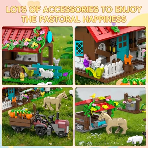 Farm House Building Set 791 Pcs with Tractor Horse Animals I743