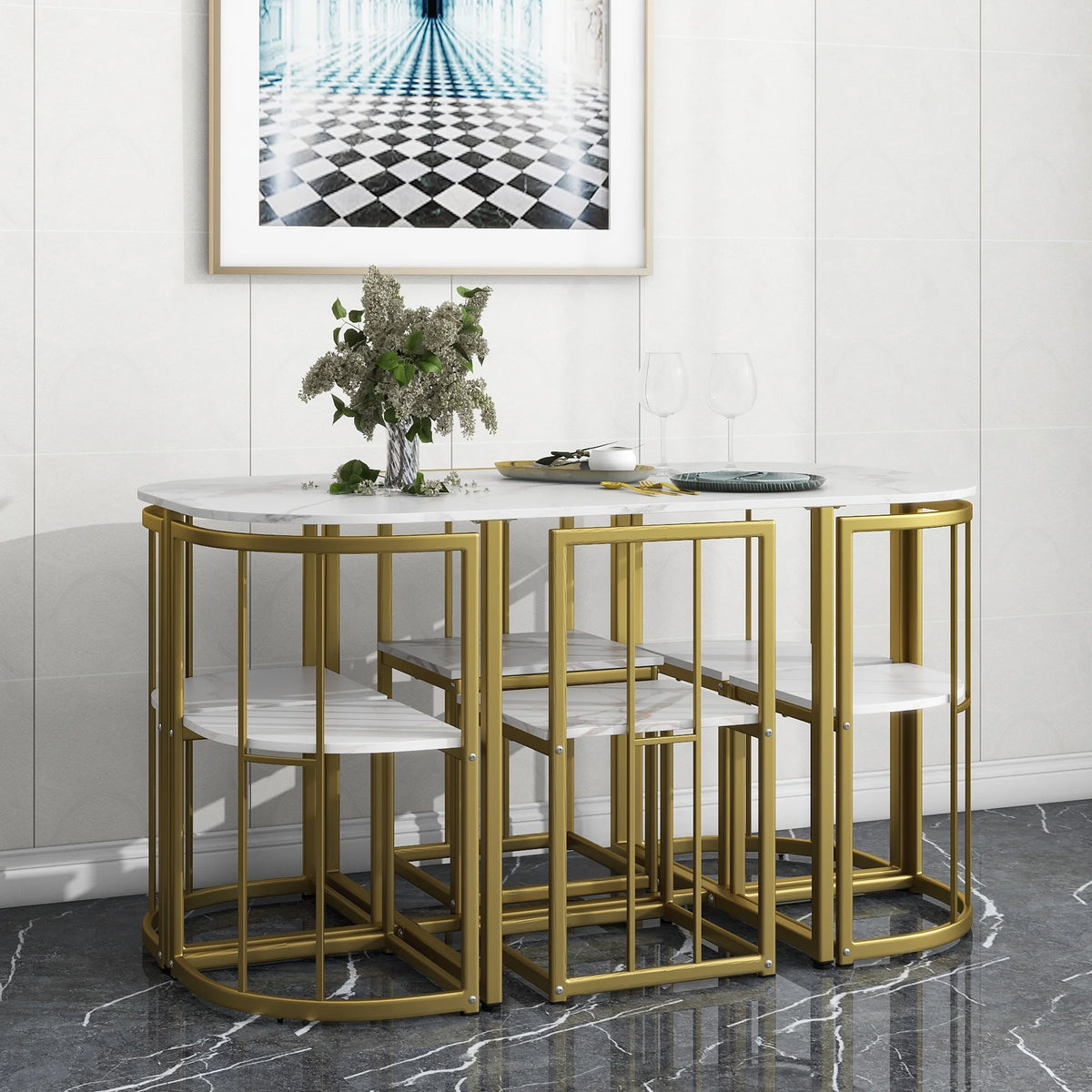 7 Piece Dining Table and Chairs Set Z20048