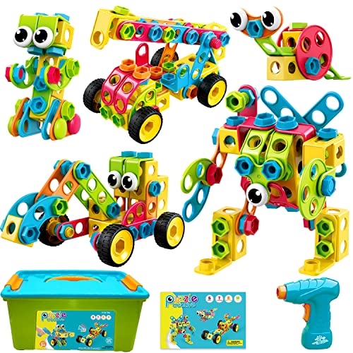 195 Pcs STEM Building Blocks Toy Set with Storage Box U723192