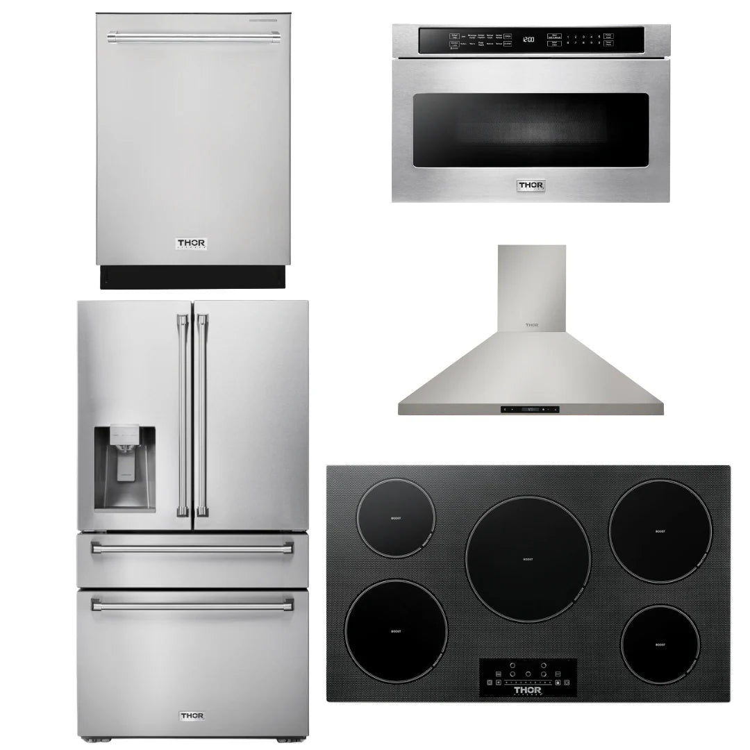 36 Induction Cooktop, Range Hood, Microwave, Refrigerator, Dishwasher N2608