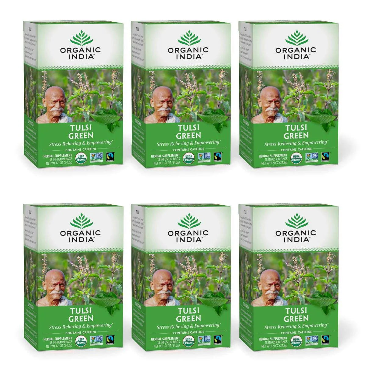 Organic Green Herbal Tea, Caffeine-Free, 18 Infusion Bags, 6 Pack U69227