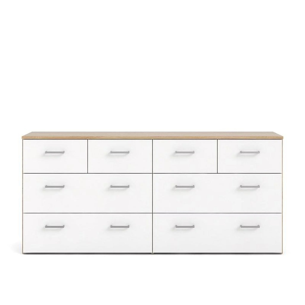 Oak Structure White 8 Drawer Double Dresser Q76413