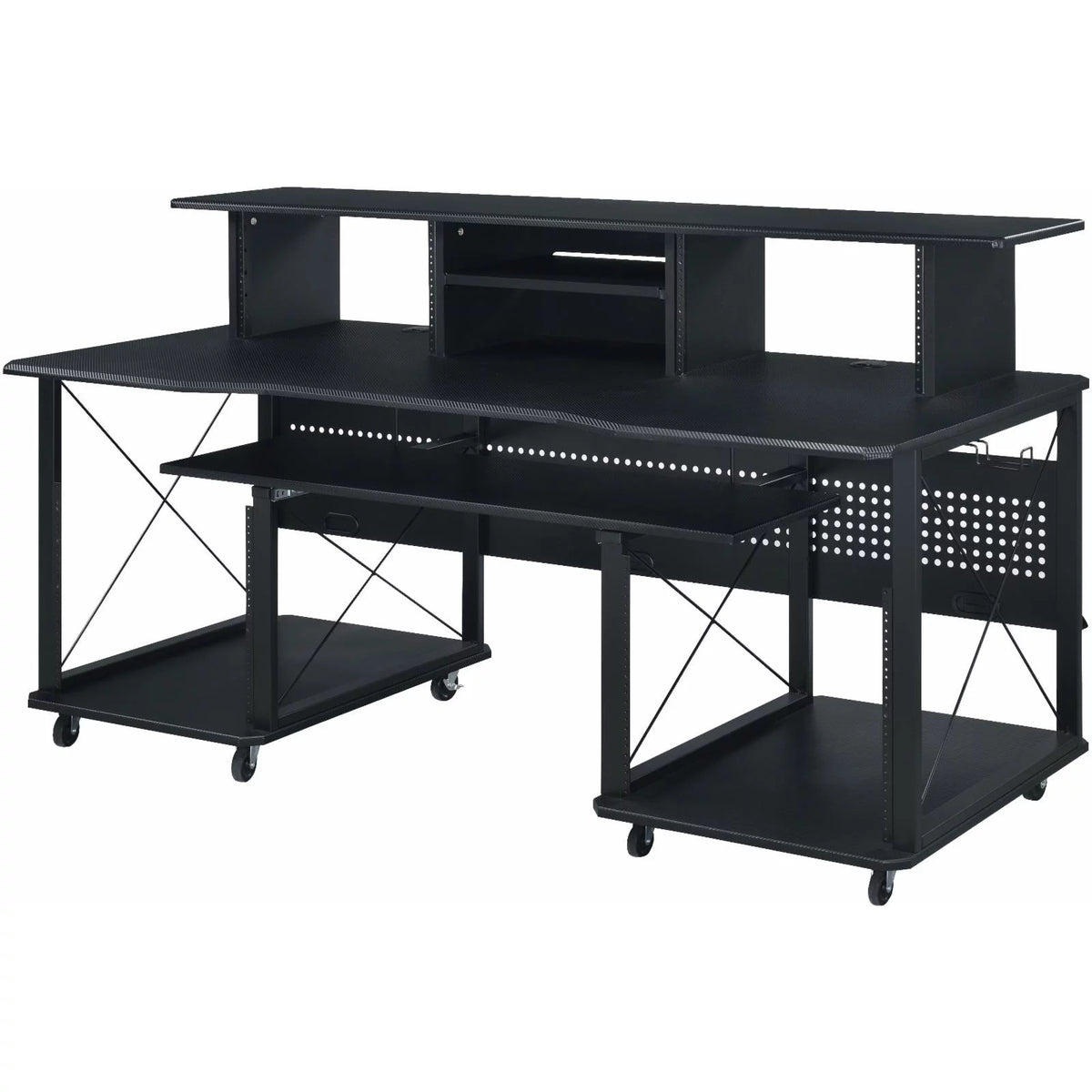 Black Music Desk with Shelves B4124