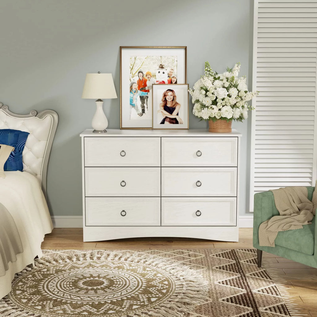 White 6 Drawer Wood Dresser K443