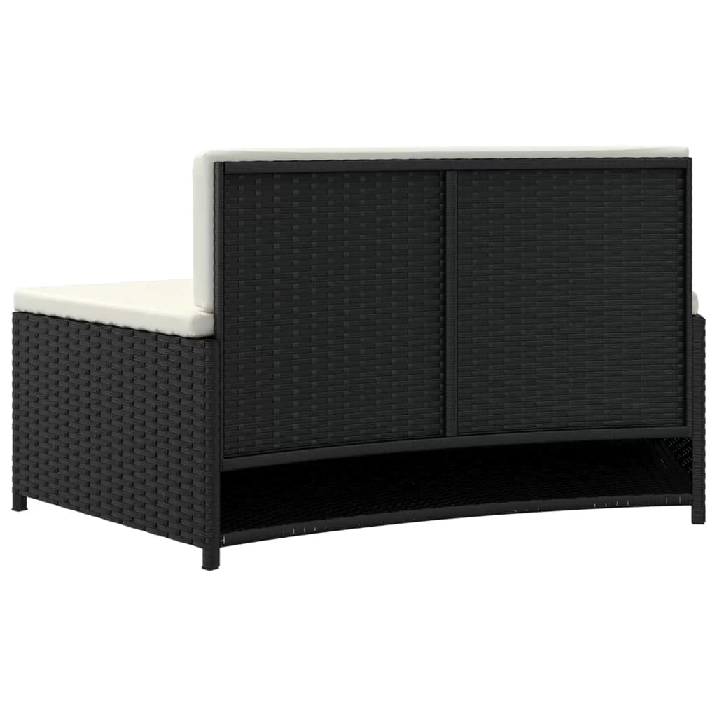 Black Poly Rattan Spa Benches with Cushions 2 pcs J9404