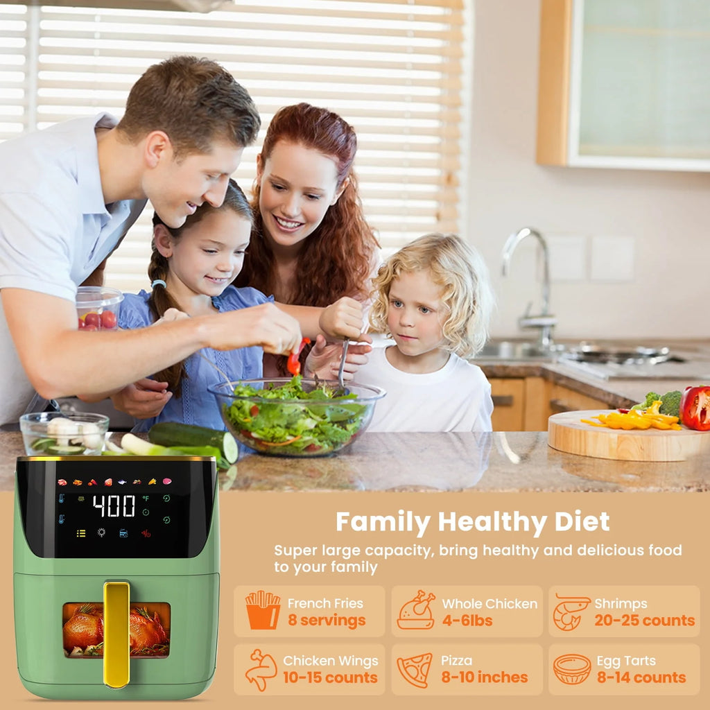 Air Fryer Large 8.5 QT White 8 in 1 Touch Screen Visible Window 1750W P921094