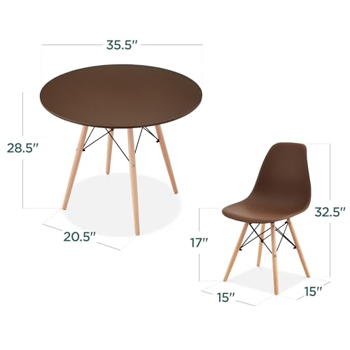 5-Piece Dining Set with 4 Chairs, Plastic Seats, Wooden Legs, Metal Frame H545114