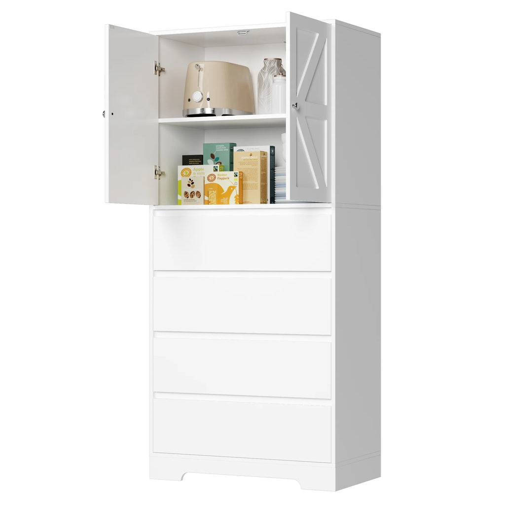 White 4 Drawer Wood Freestanding Storage Cabinet V428157