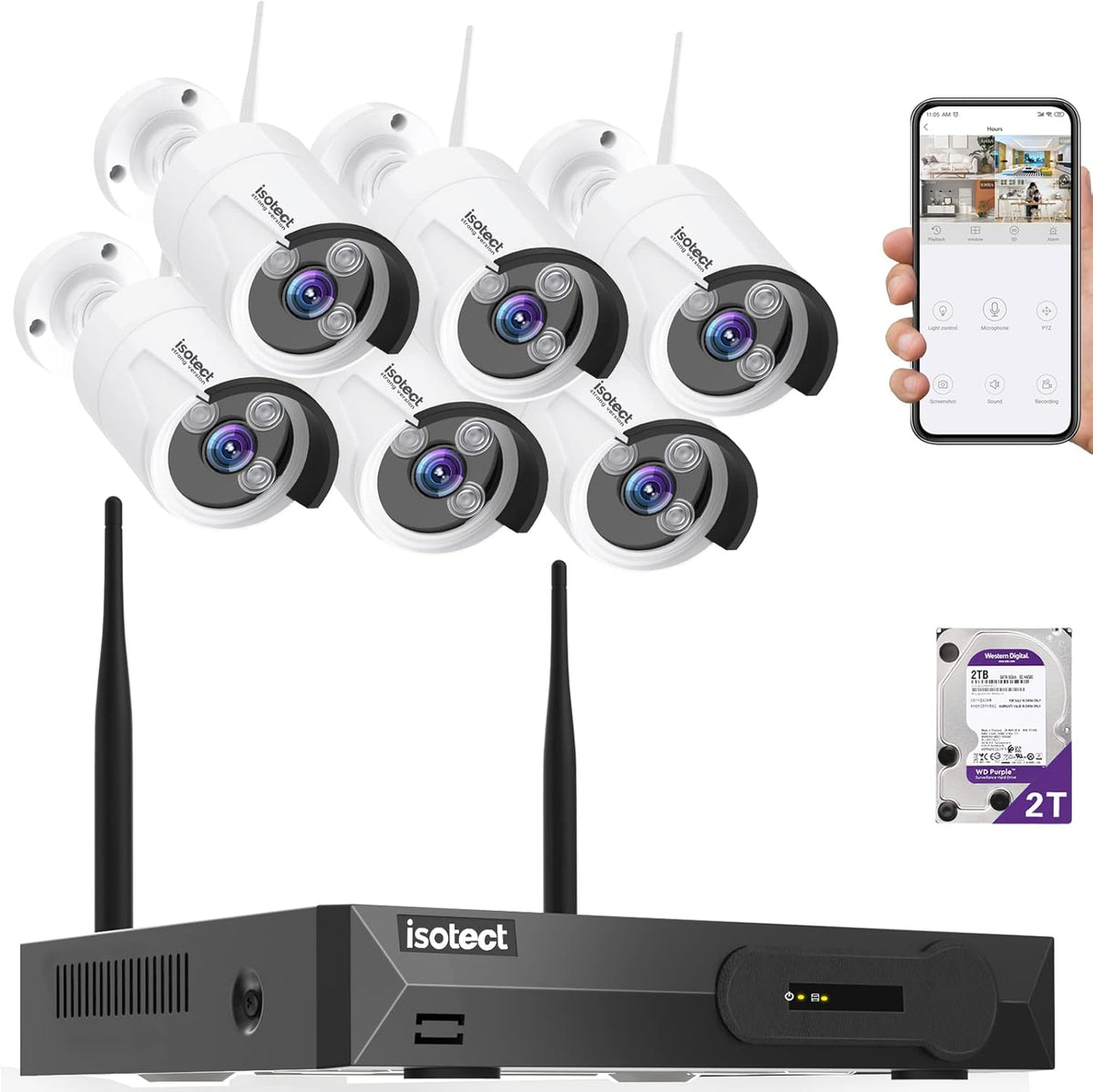 8CH Full HD 1080P Wireless Security Camera System with 6 Cameras I957899