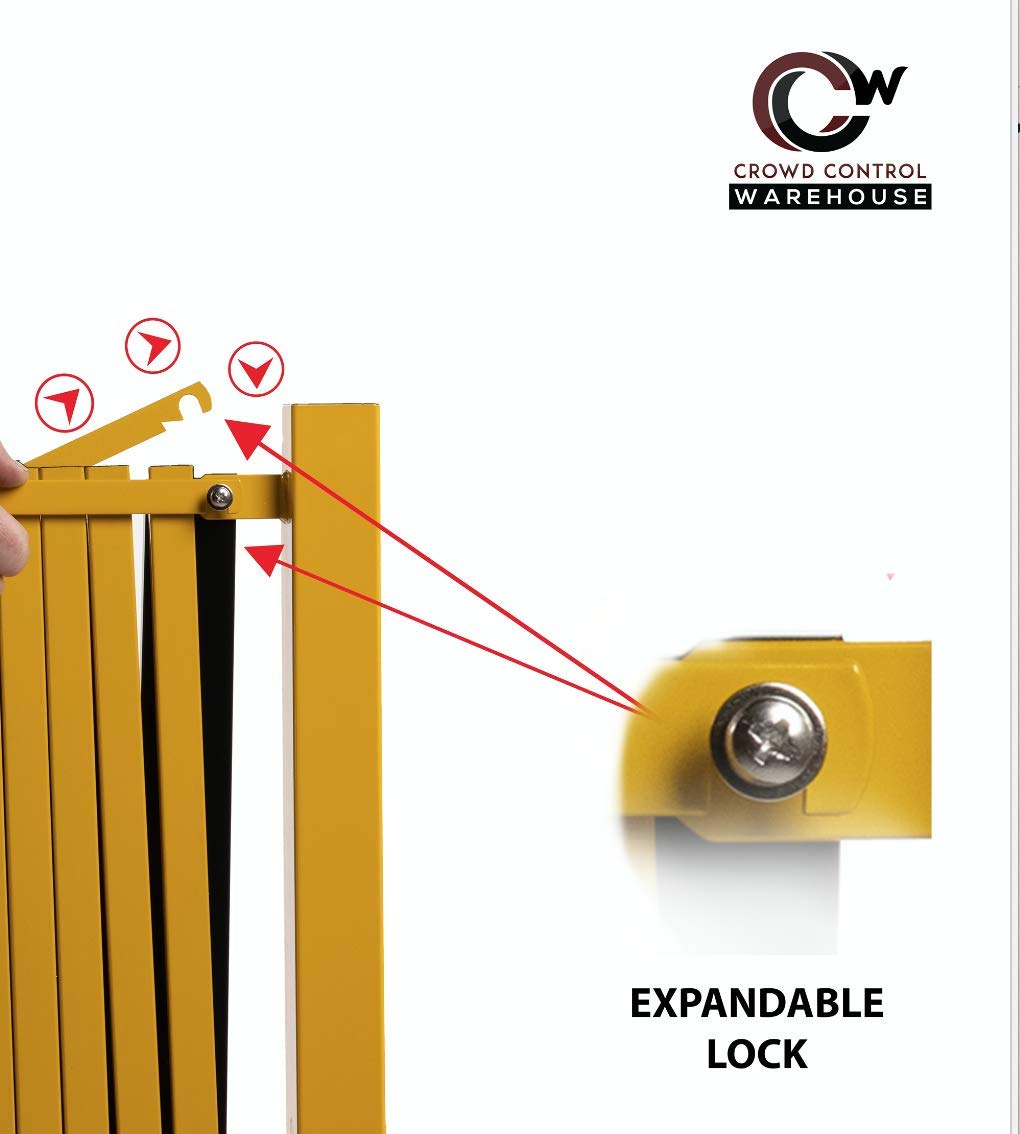 Expandable Metal Barricade, 11 Feet, Yellow and Black D601143