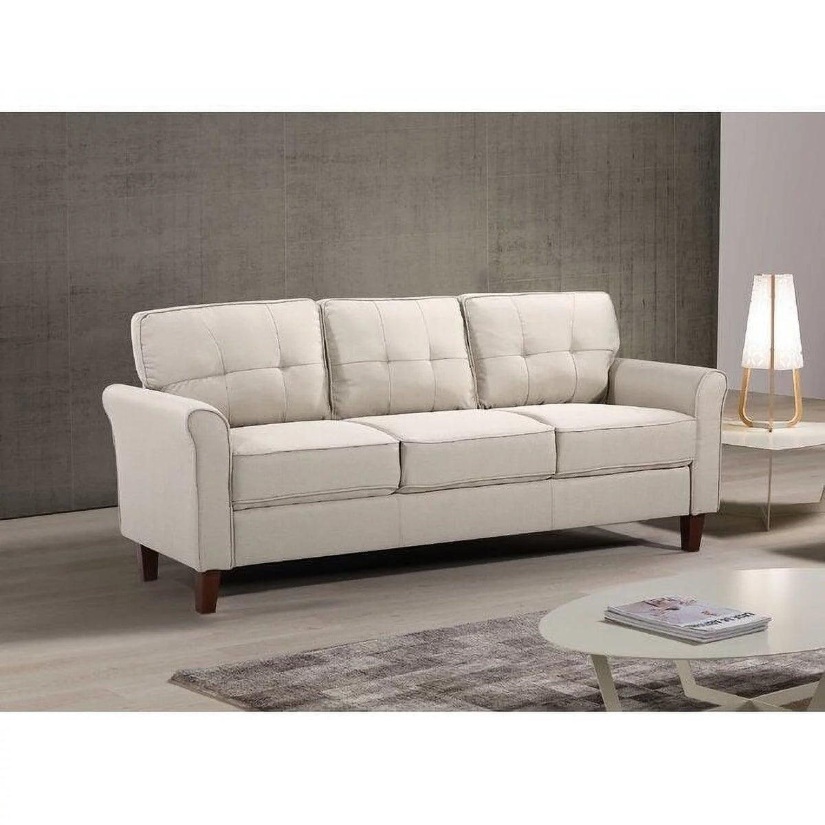 Beige Linen Flared Arm Sofa Z735