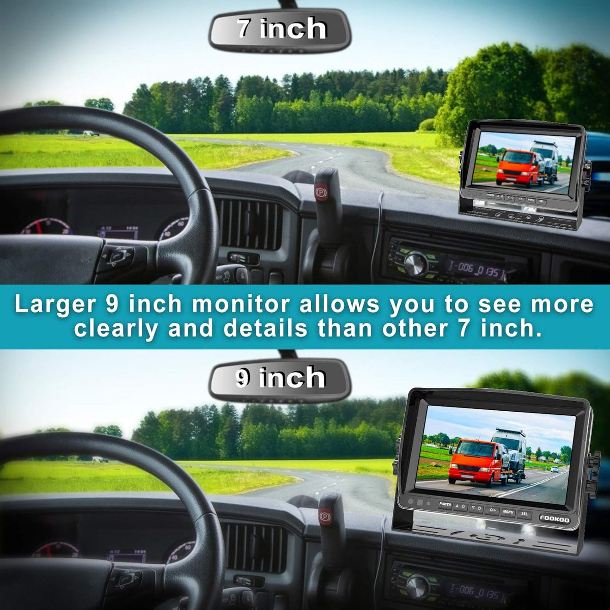 9'' 1080P Backup Camera System Kit with IP69 Waterproof Rear View Camera R396848