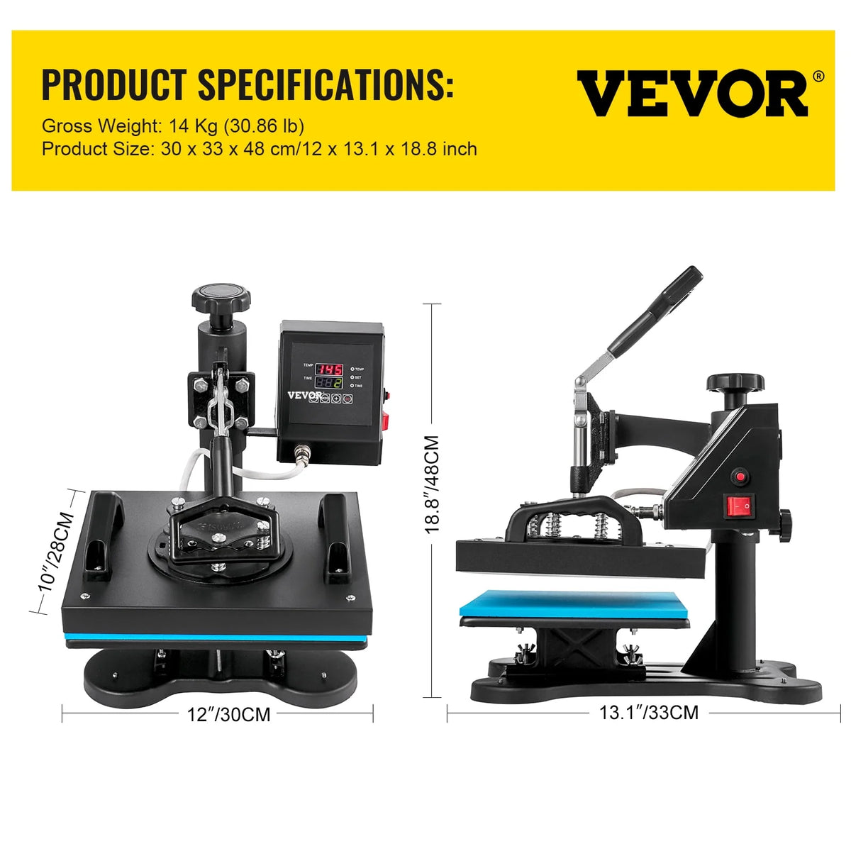12X10 inch 650W Swing Away Heat Press Machine W509763