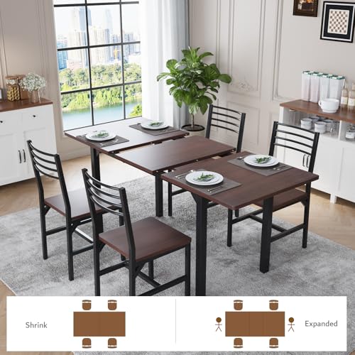 Extendable 5-Piece Dining Table Set with 4 Chairs Q801894