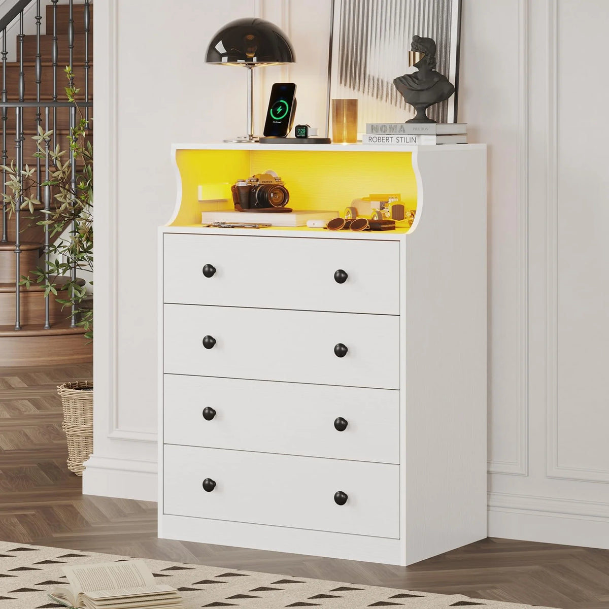 Black 4 Drawer Dresser with Charging Station U66639