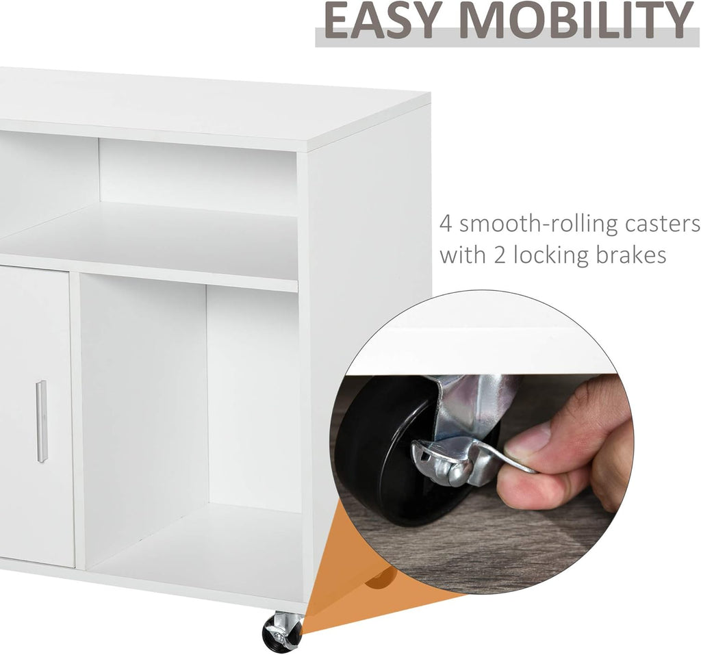 White Printer Stand with Drawer and Caster Wheels C648824