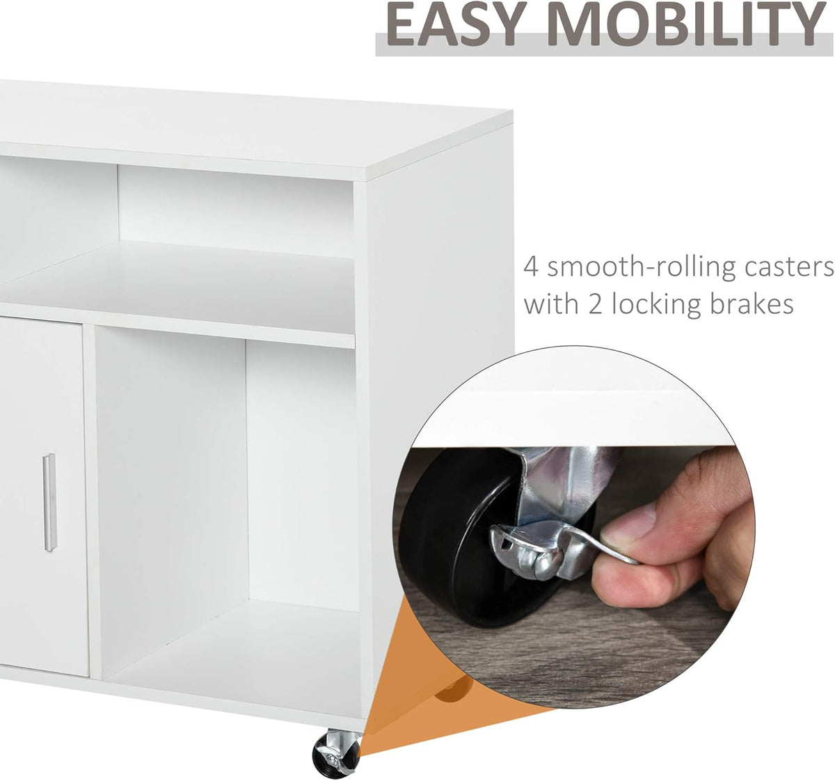 White Printer Stand with Drawer and Caster Wheels C648824