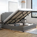 King Lift Up Storage Velvet Upholstered Platform Bed Frame I7547
