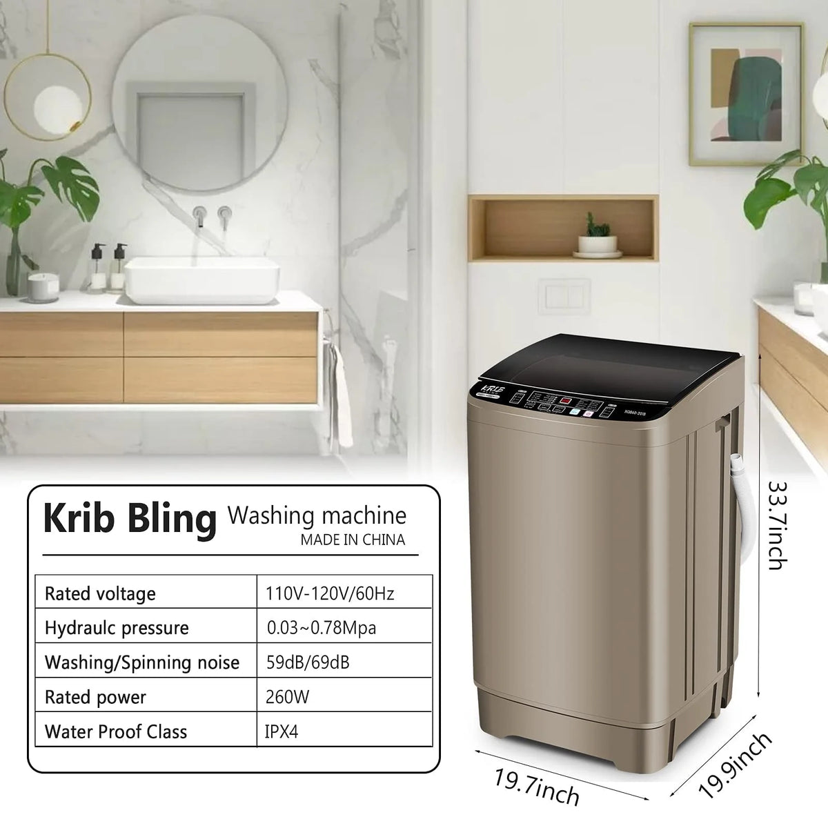 Portable 17.7 lbs Full Automatic Washing Machine H8752