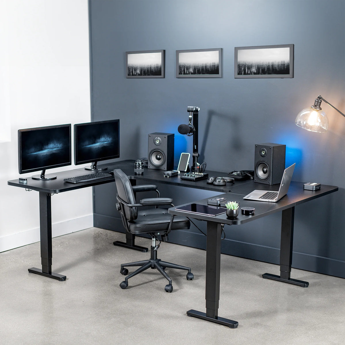 Black U-Shaped Height Adjustable Electric Standing Desk I8878
