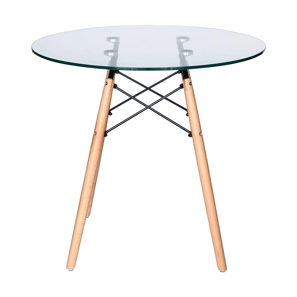 Round Glass Top Dining Table with Wood Base R651911