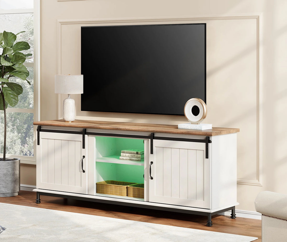 Farmhouse TV Stand with Sliding Barn Door M709822