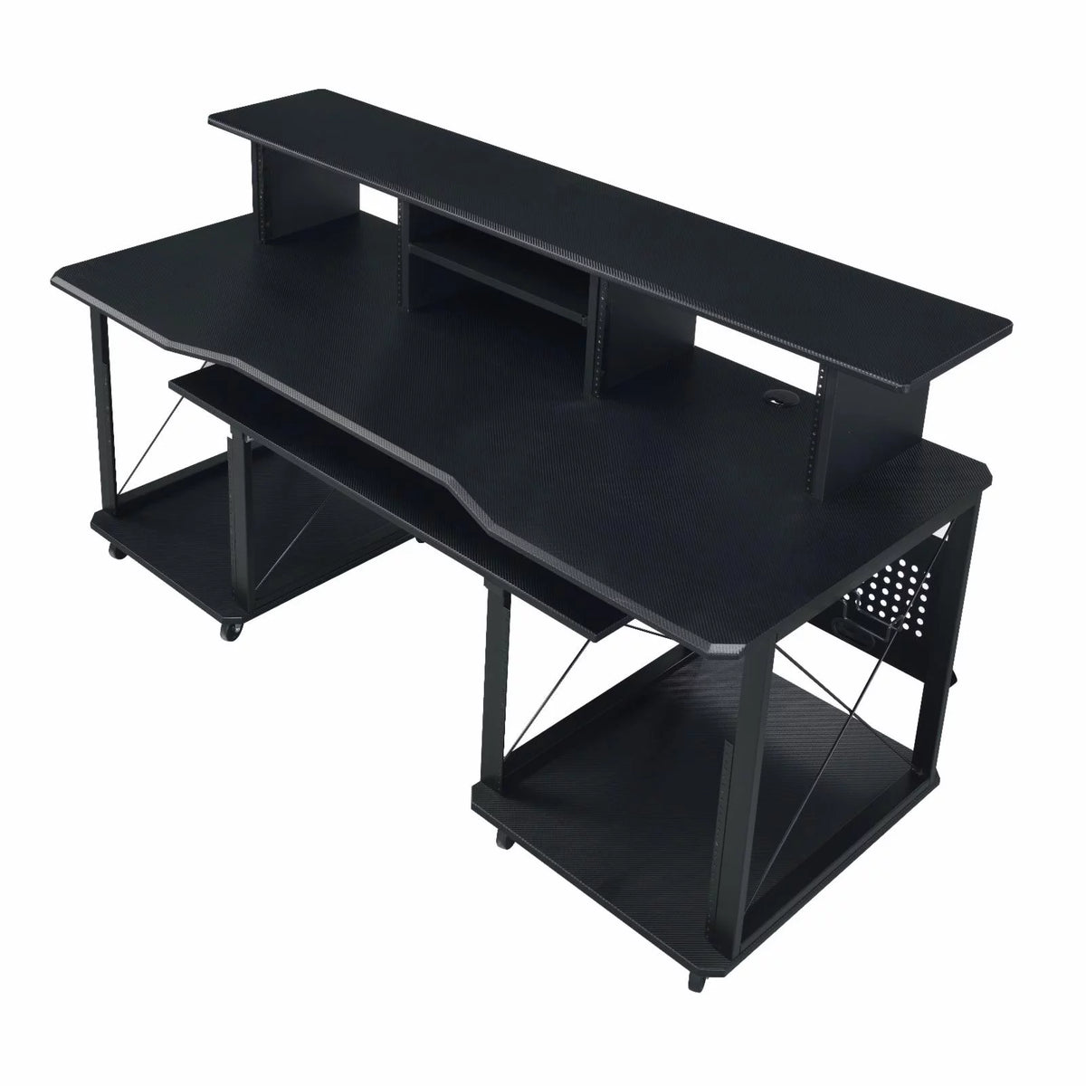 Black Music Desk with Shelves B4124