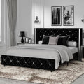 Queen Size Upholstered Platform Bed Frame with Wingback Diamond Tufted Headboard O279