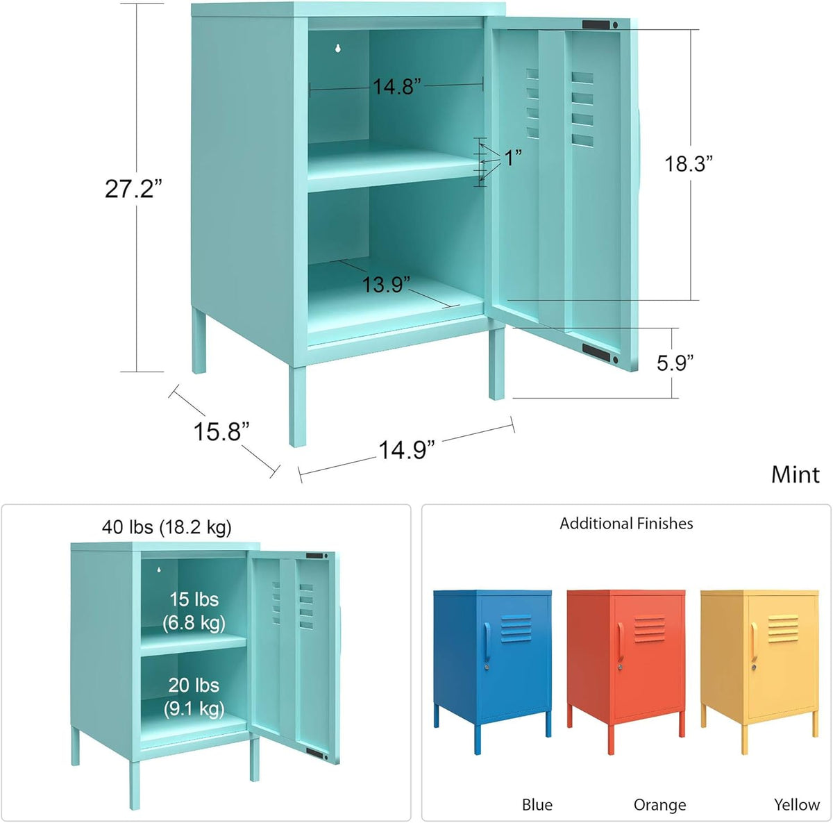 Orange Metal Locker End Table K1637