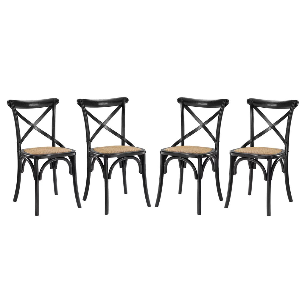 Black Wood Dining Chair Set of Four D201015