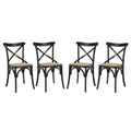 Black Wood Dining Chair Set of Four D201015