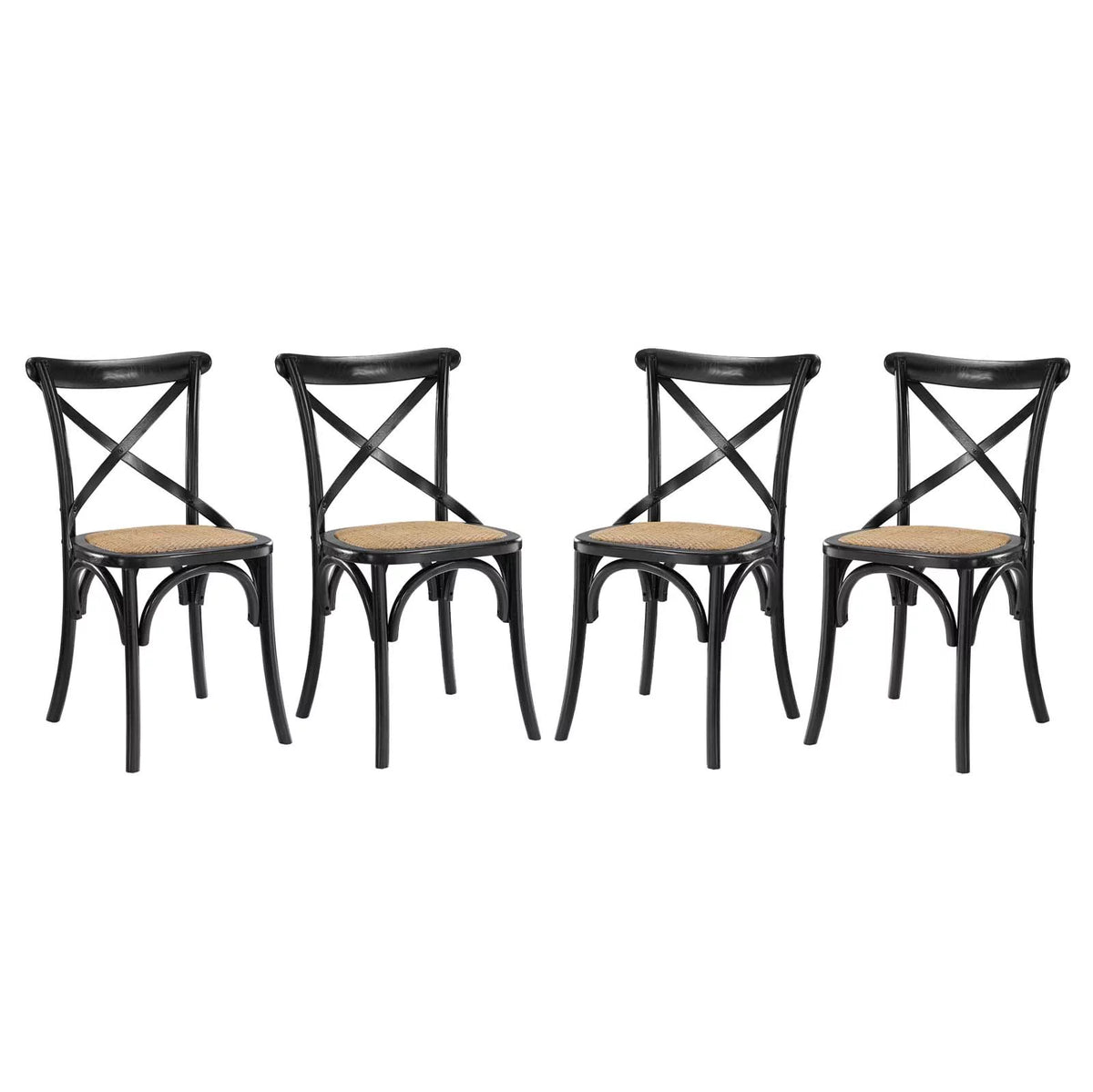 Black Wood Dining Chair Set of Four D201015