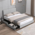 King Size Platform Bed Frame with 4 Storage Drawers and Adjustable Headboard D7569