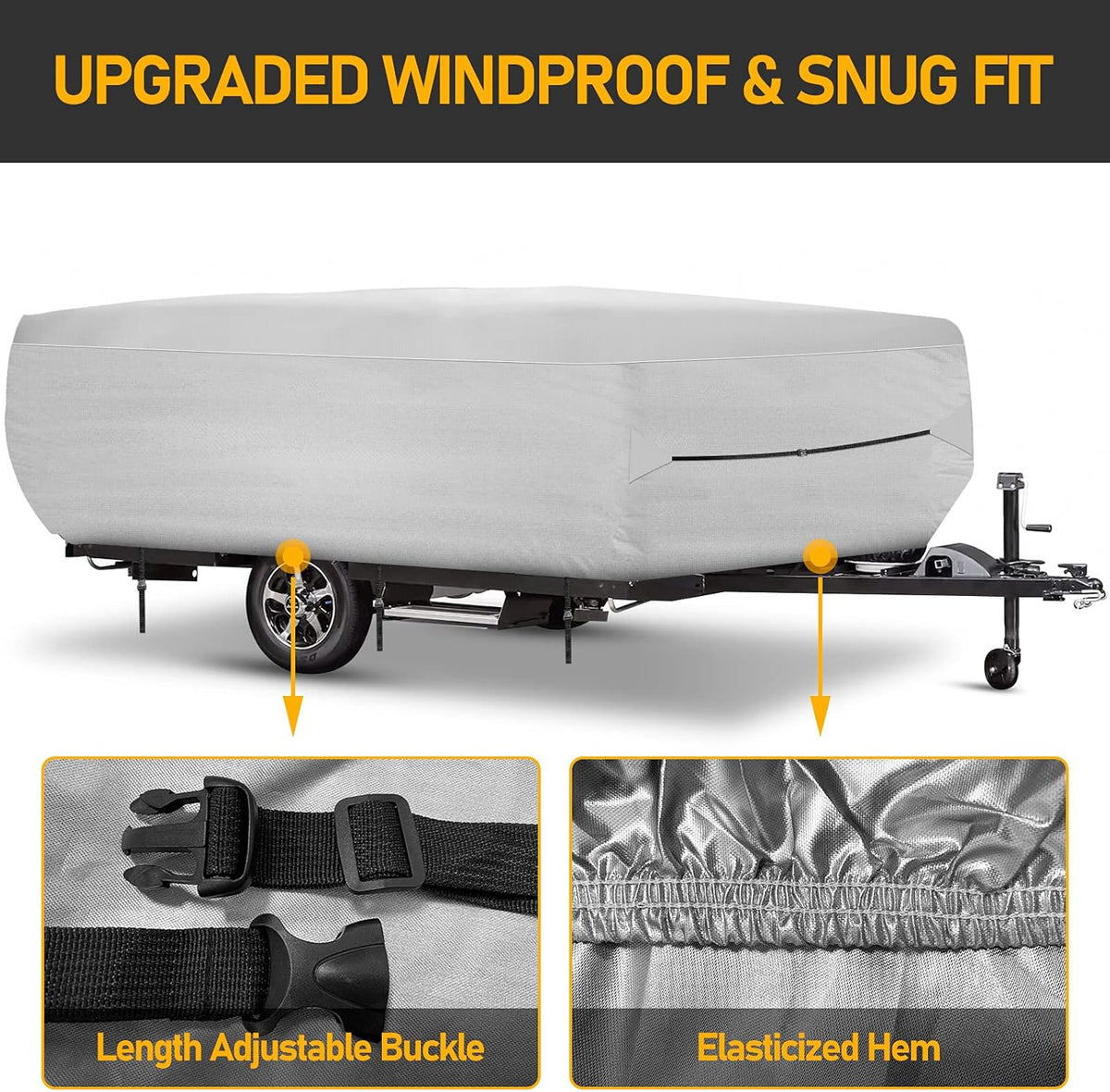 520D Oxford Pop-Up Camper Cover Fits 16'-18' Waterproof UV-Proof L1420