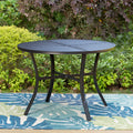 Black Round Outdoor Dining Table with Umbrella Hole K279