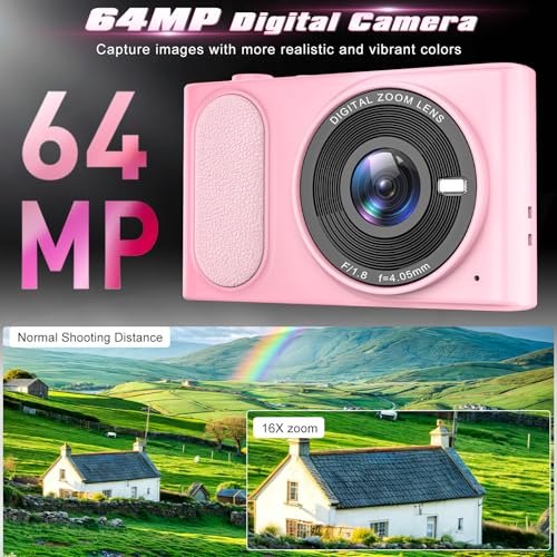 4K UHD 64MP Compact Digital Point and Shoot Camera with 32GB Card G8126