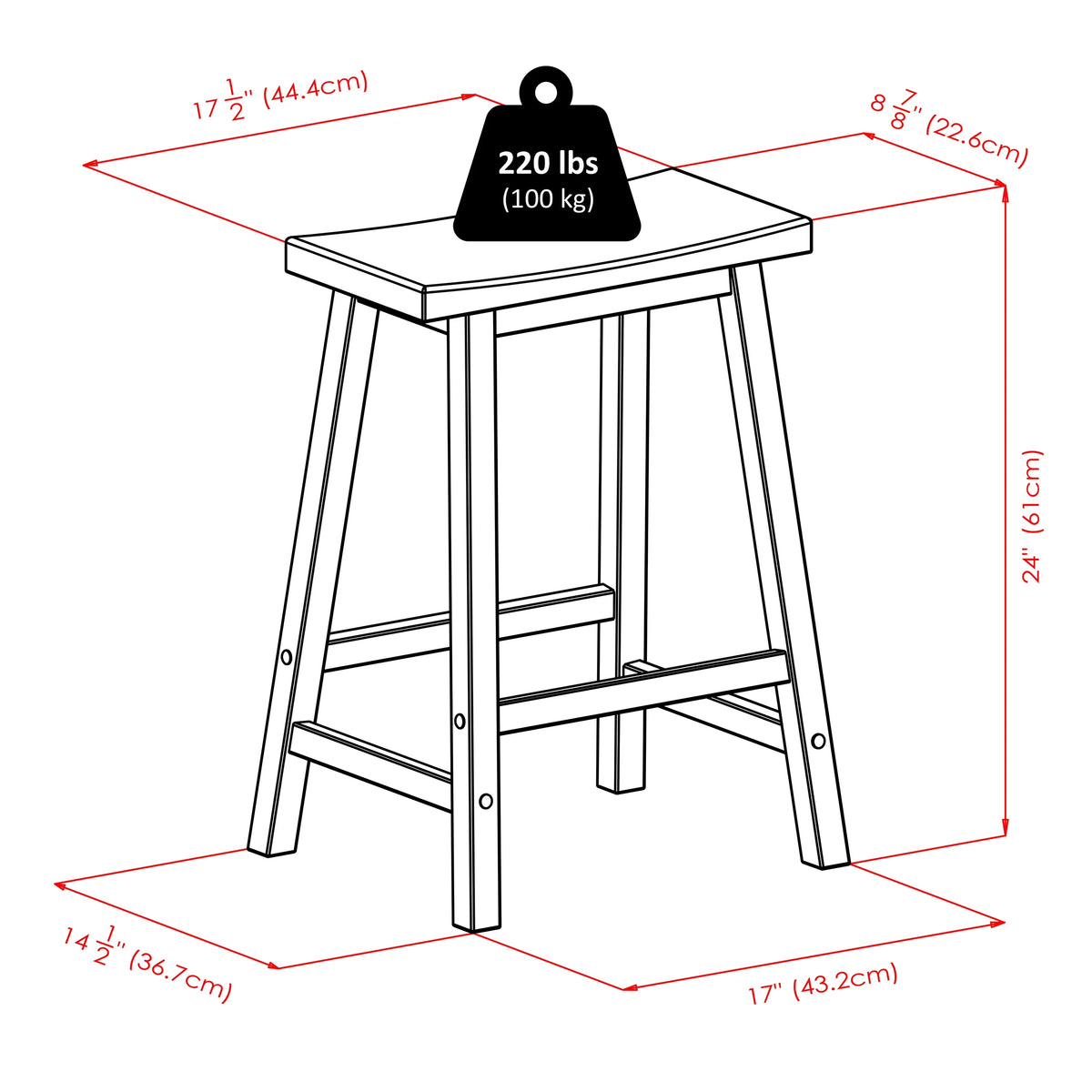 Black 24" Counter Stool N140