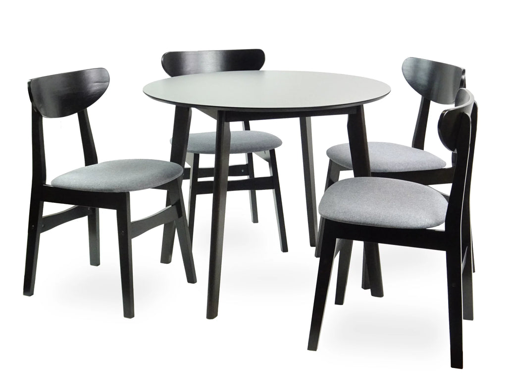 Set of 5 Solid Wood Dining Table and 4 Padded Seat Chairs Z8104