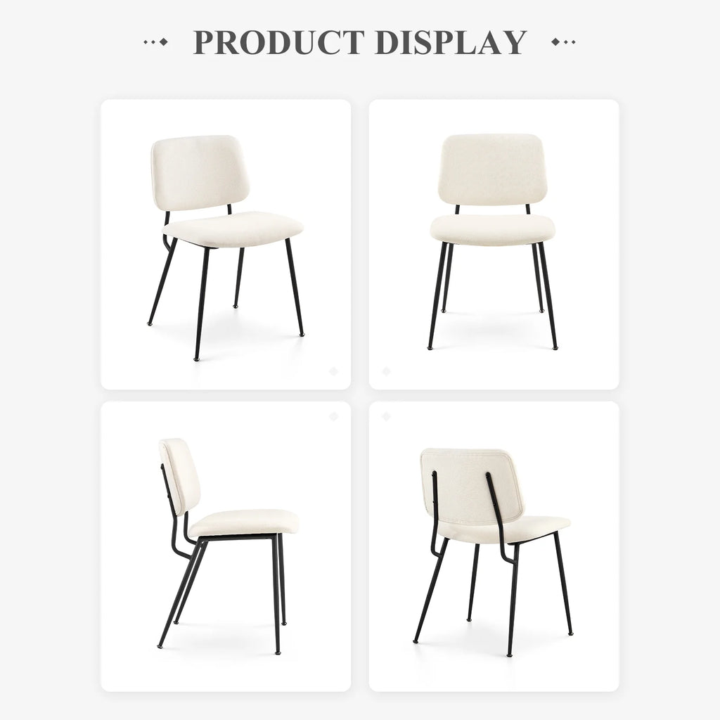Cream Fabric Upholstered Dining Chairs Set of 6 B11979