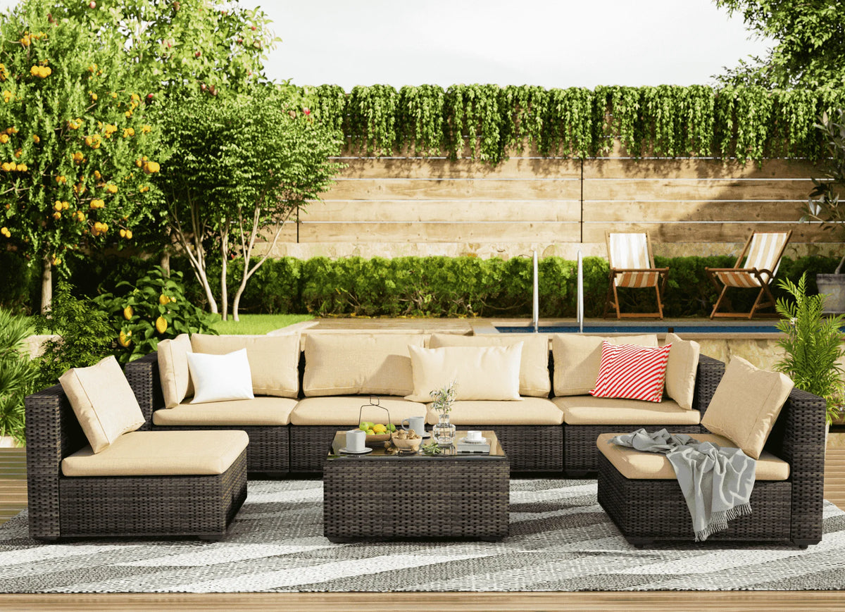 Blue Wicker Sectional Sofa J2683
