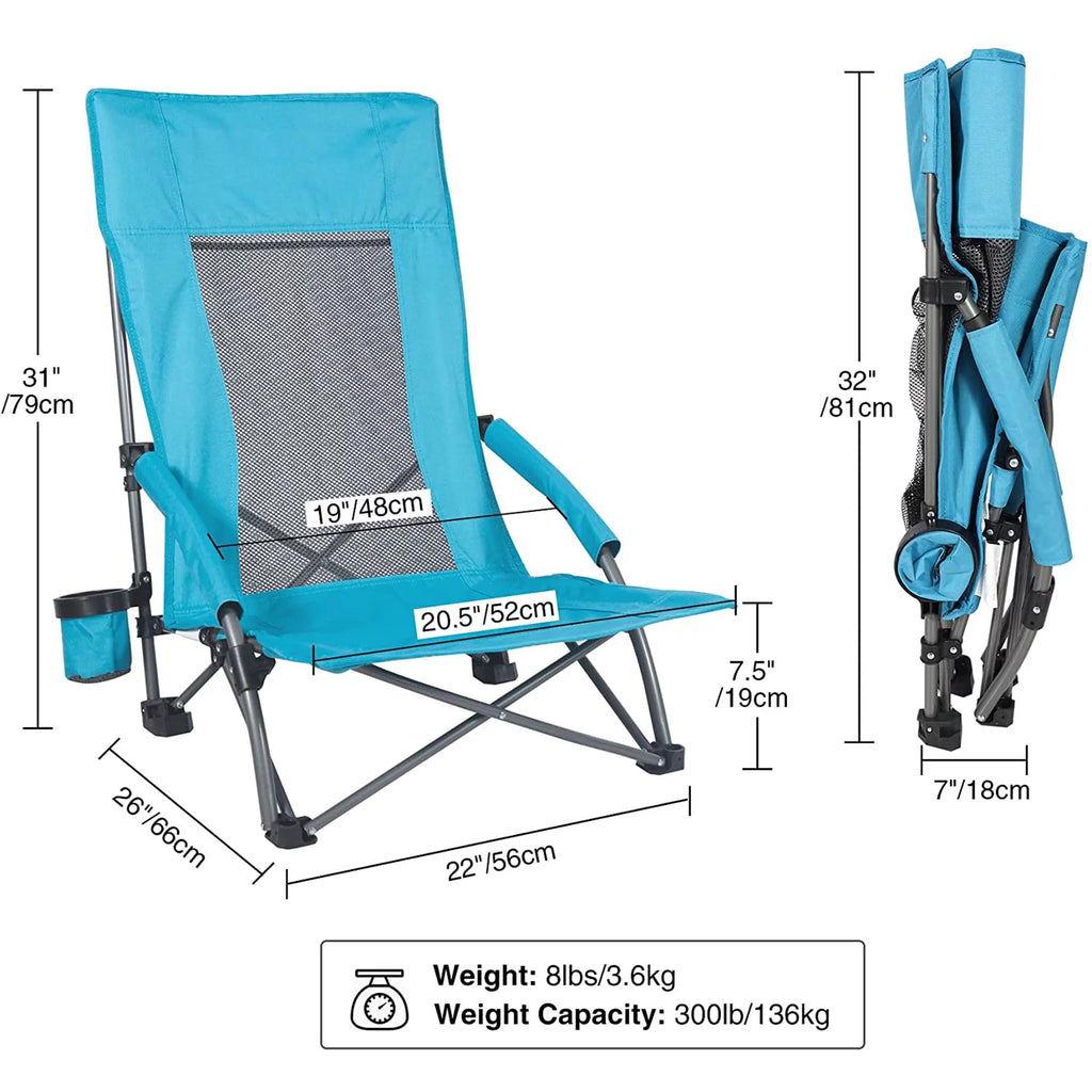 Light Blue Folding Beach Chair 2 Pack E8728